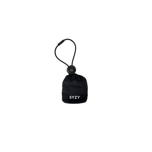 SYZY Black Tetra Tote Bag pouch on a white background.