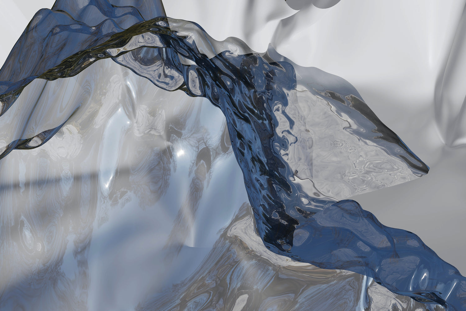 SYZY homepage background featuring abstract flowing blue and transparent shapes on a smooth reflective surface with dynamic folds.
