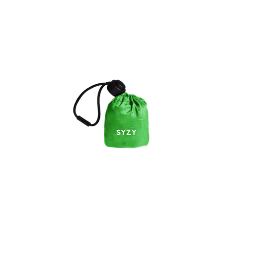 SYZY green pouch, compact and portable, perfect for packing the SYZY tote bag.